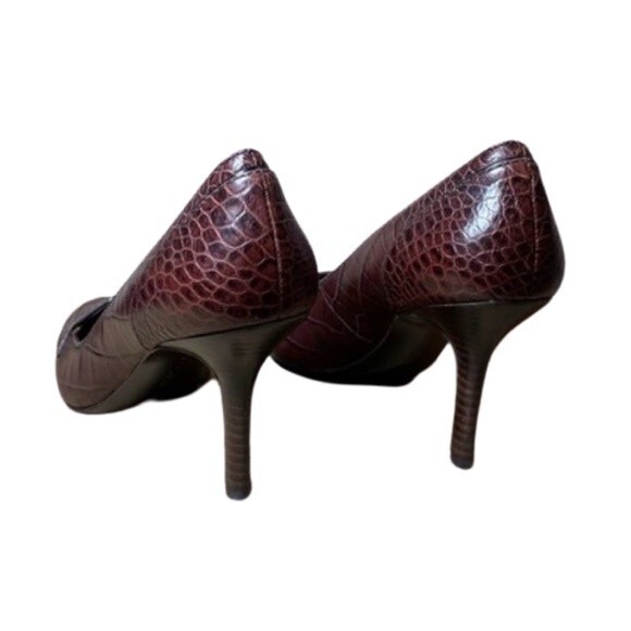 NIB Vintage Enzo Angiolini Alligator Pattern Leather shoes. Brown.  Size 6 - Picture 7 of 10